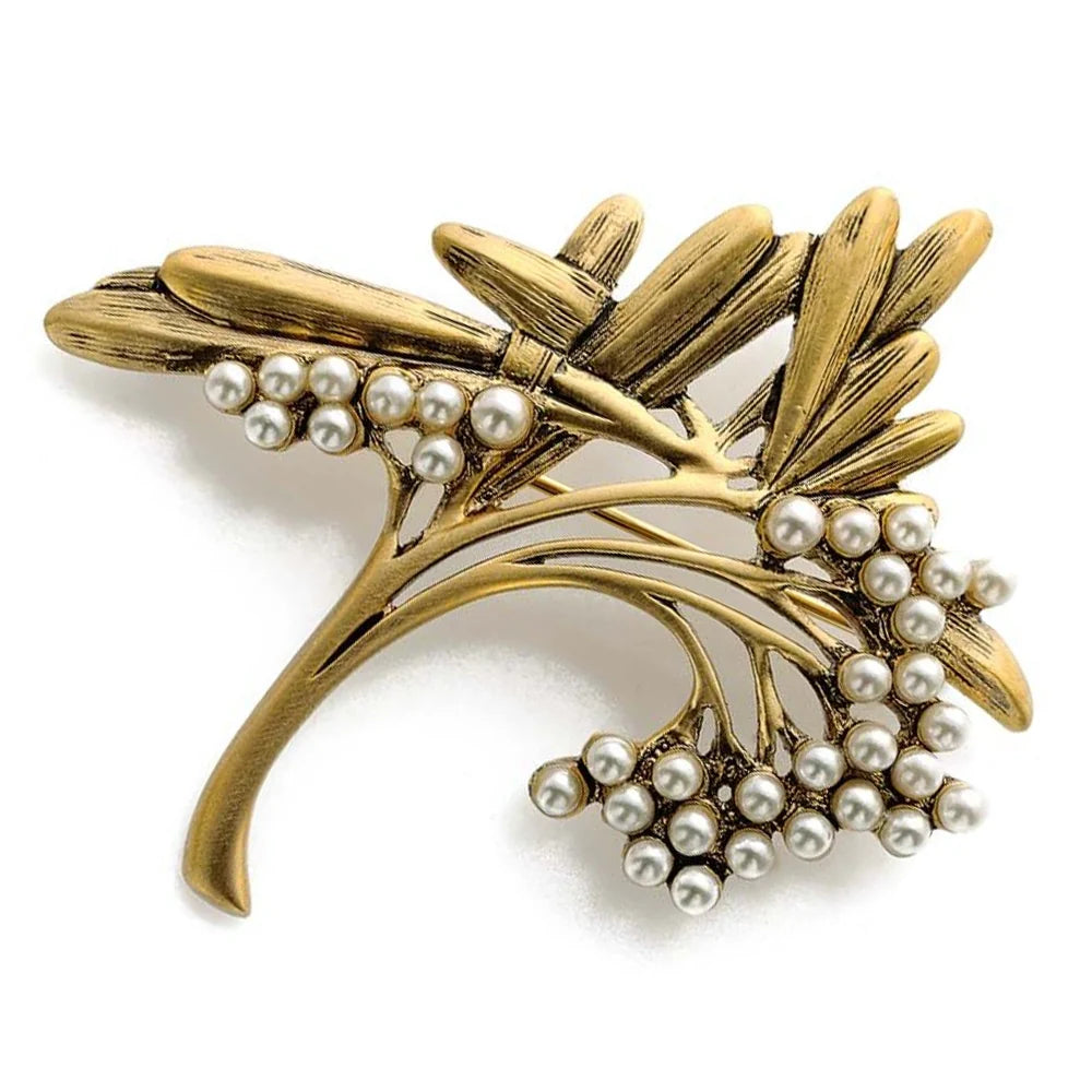 Art Nouveau Spray Pearl Brooch