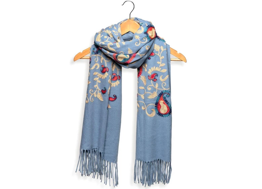 Embroidered Paisley Scarf