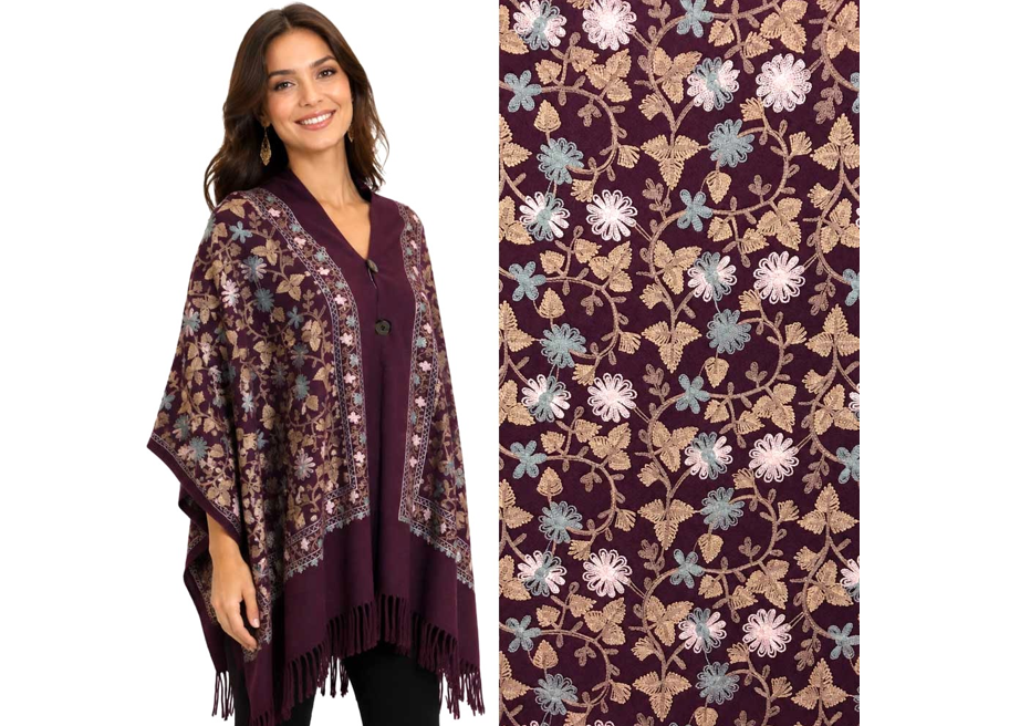 Embroidered Button Shawl