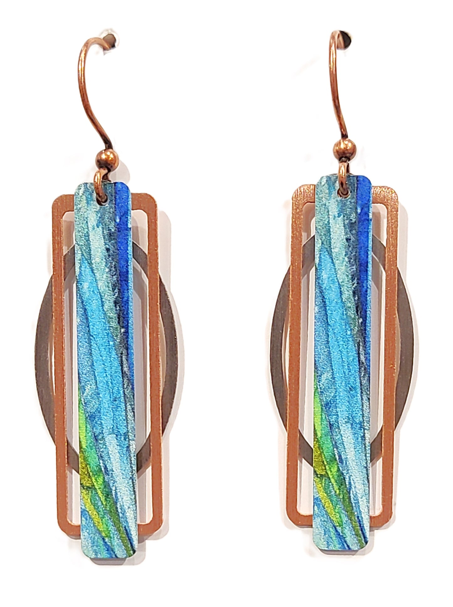 Giclee Print Earrings Blue Green