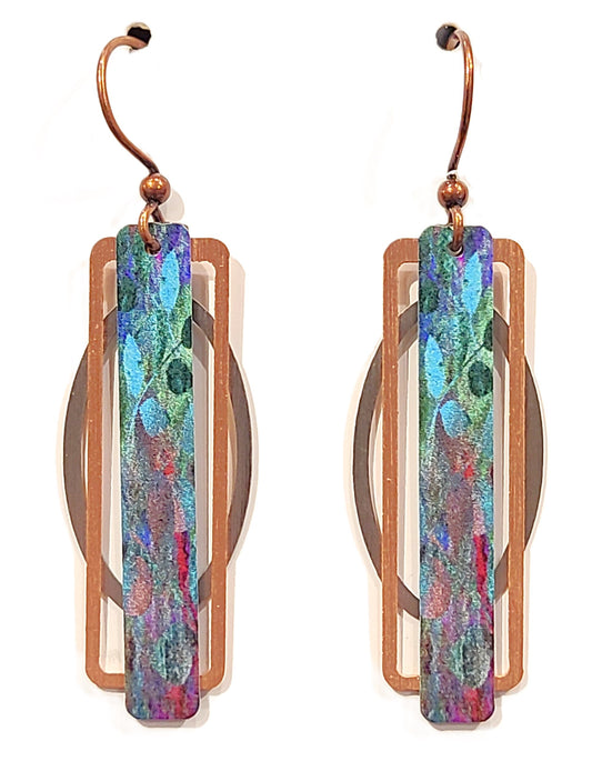 Giclee Print Earrings Blue Green