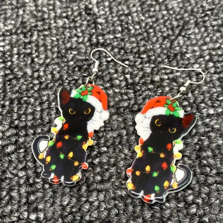 Christmas Cat Earrings