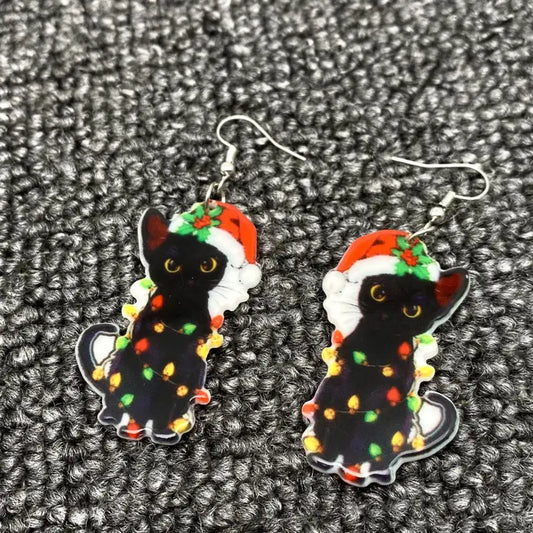Christmas Cat Earrings
