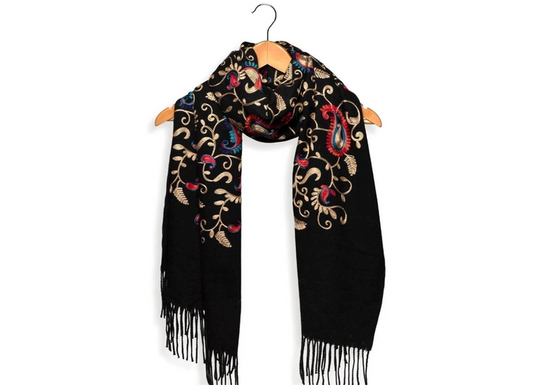 Embroidered Paisley Scarf