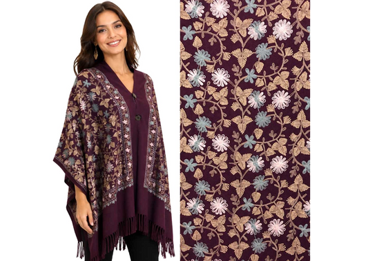 Embroidered Button Shawl