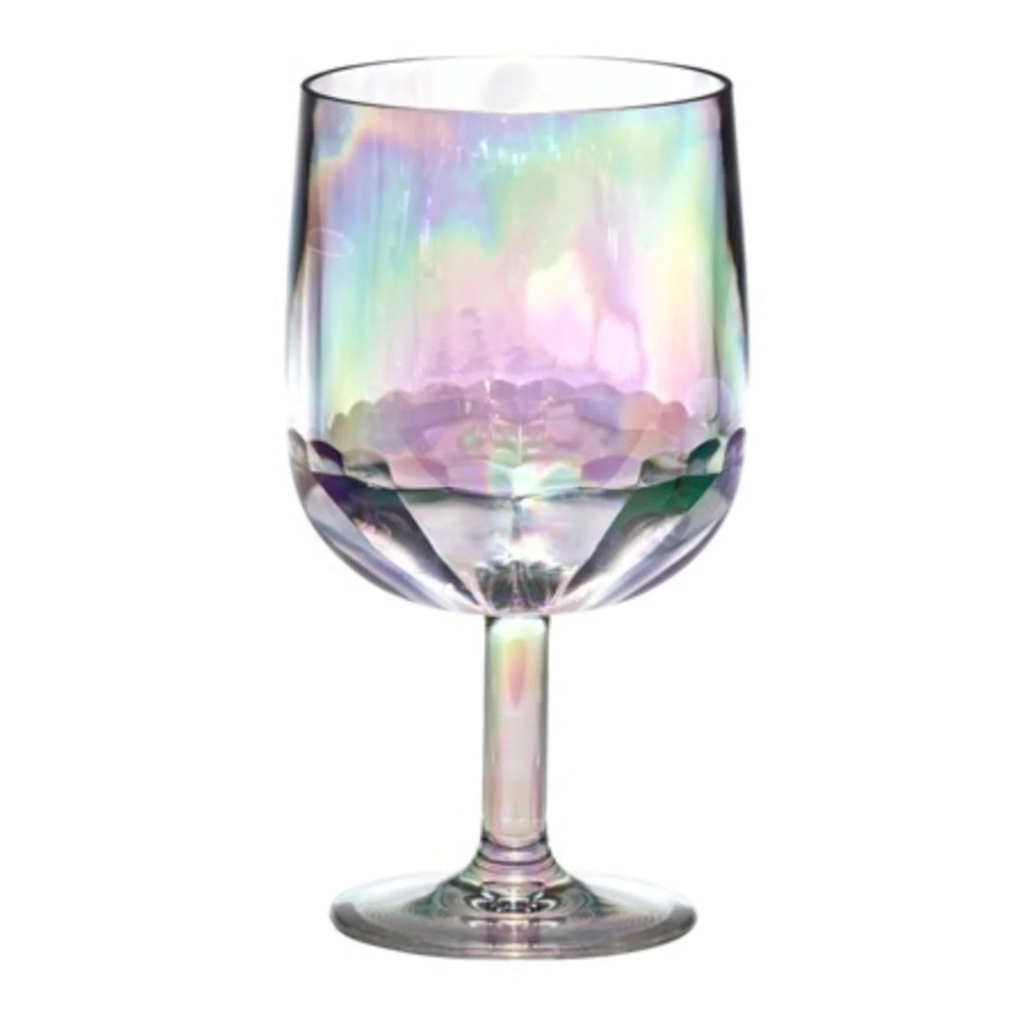 WINE GLASS - PEACOCK, AZURE, IREDESCENT