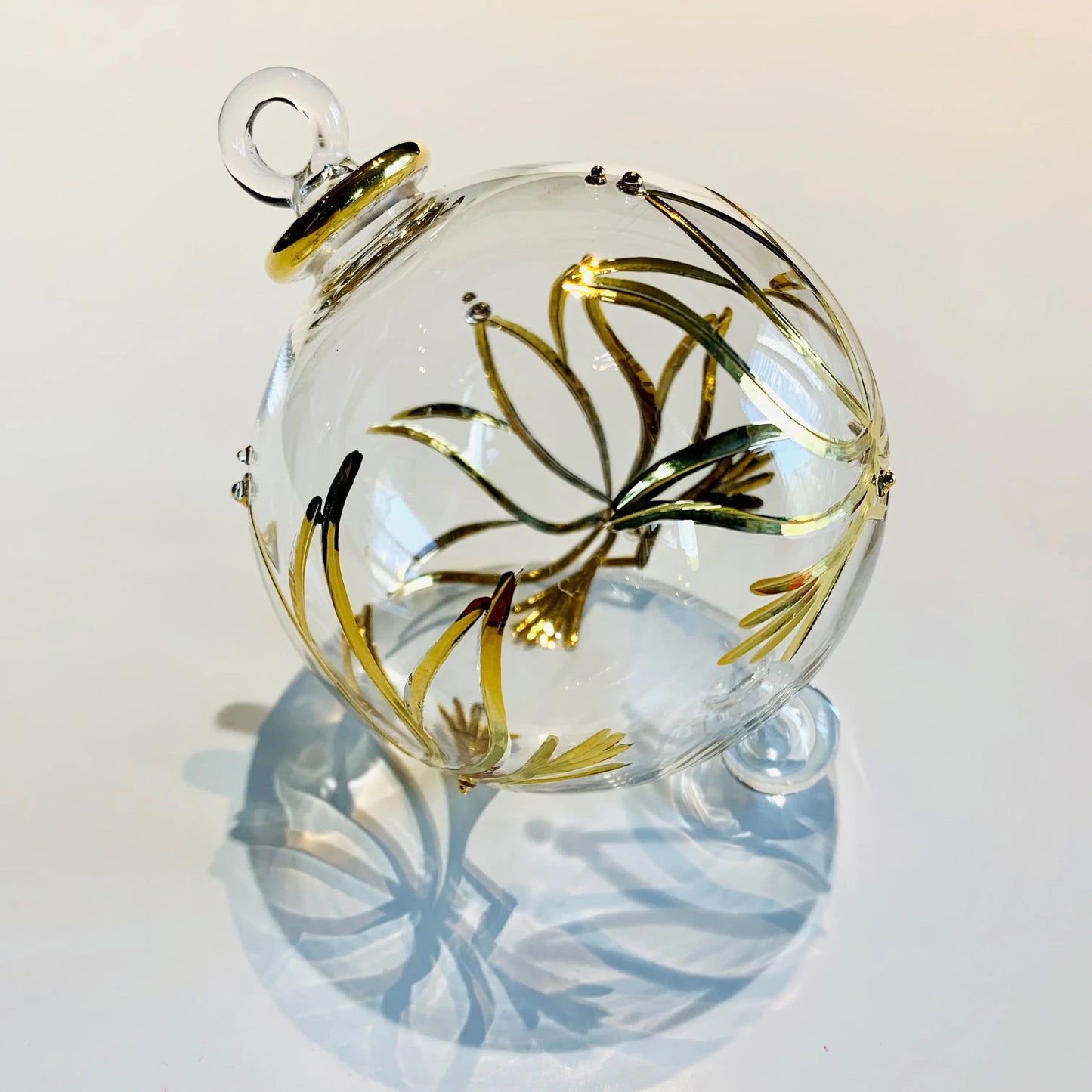 Blown Glass Ornament Gold Lotus